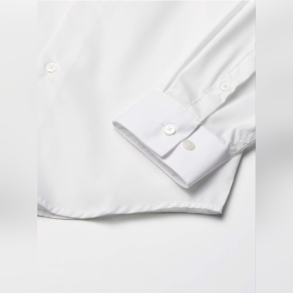 Calvin Klein Boys Long Sleeve Slim Fit Dress Shirt, Button-Down Style w/ Cuffs - Picture 4 of 7